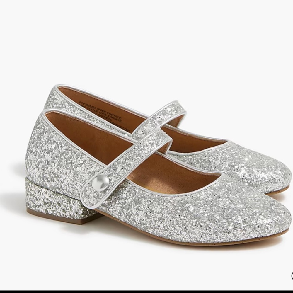 Brand New J.Crew Girls' glitter low-heel Mary Janes